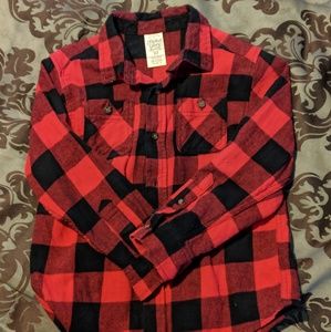 Boys flannel red & black long sleeve shirt